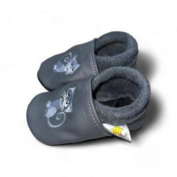 Lauflernschuhe Katze auf grau